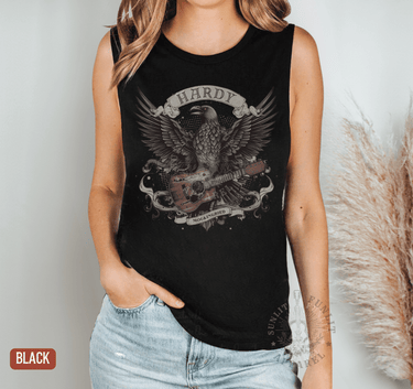 Hardy Americana Muscle Tank – Country Concert Tank Top - Sunlit Funlit | Graphic Tees for Country Concert Addicts